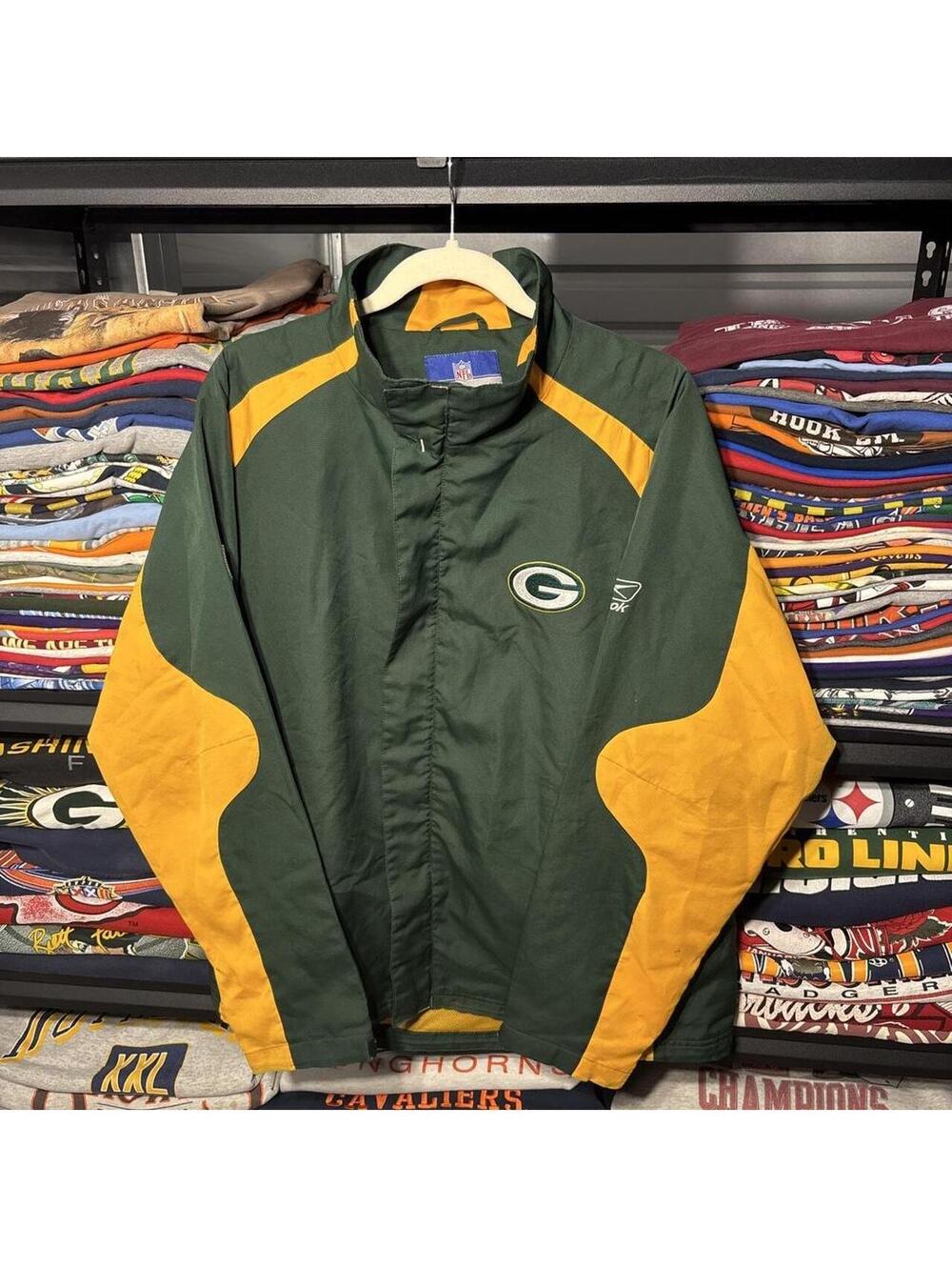 Vintage Y2K Reebok On Field Green Bay Packers Full Zip Jacket Green M